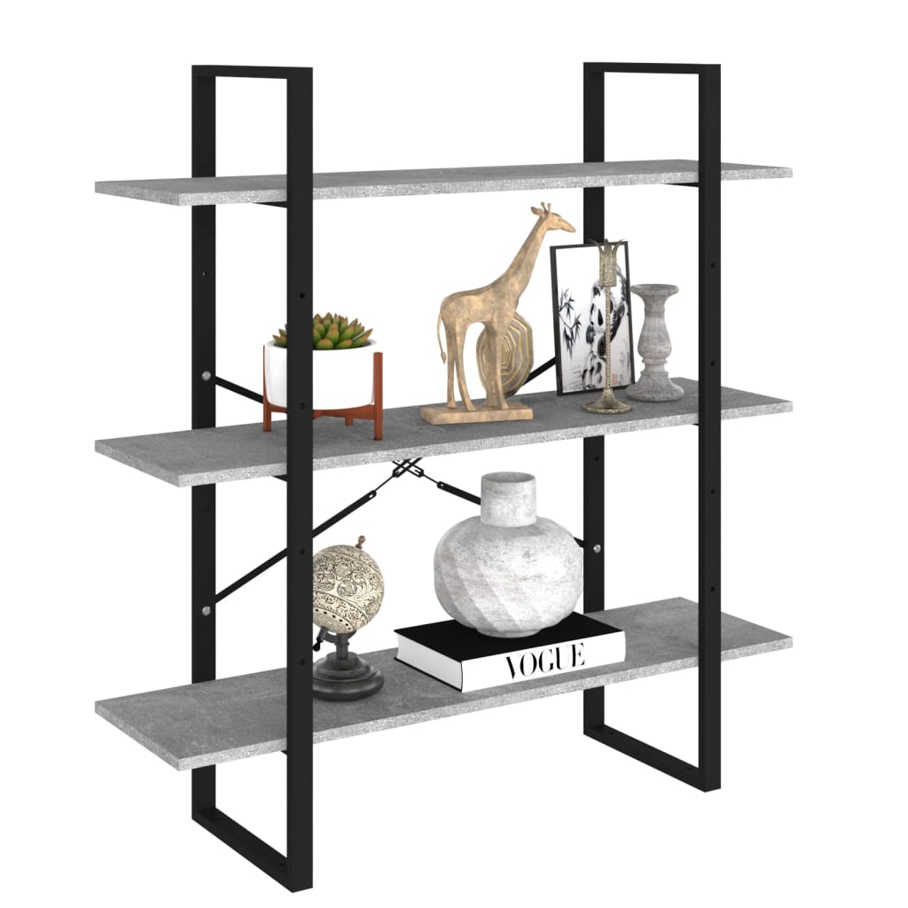 Boekenkast 100x30x105 cm bewerkt hout betongrijs is nu te koop bij PeponiXL, paradijselijk wonen!