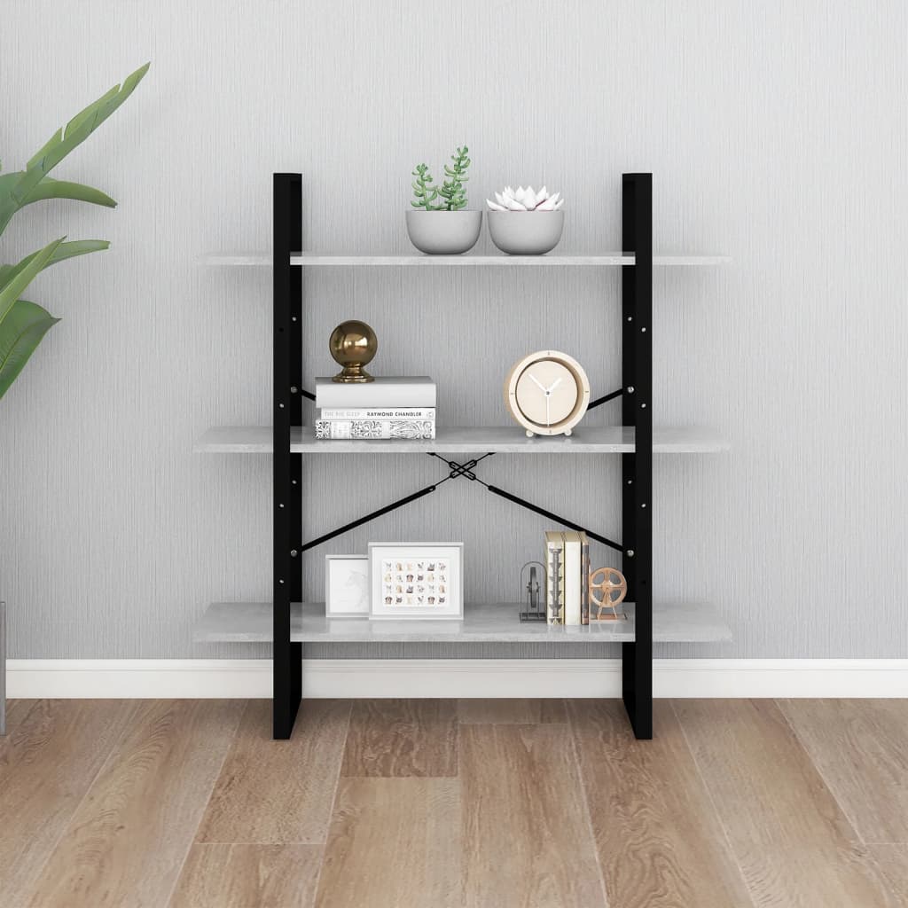 Boekenkast 100x30x105 cm bewerkt hout betongrijs is nu te koop bij PeponiXL, paradijselijk wonen!