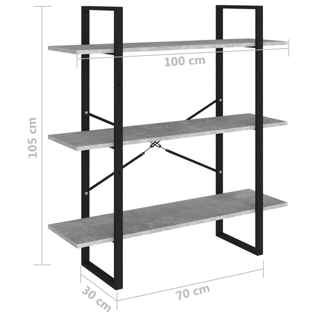 Boekenkast 100x30x105 cm bewerkt hout betongrijs is nu te koop bij PeponiXL, paradijselijk wonen!