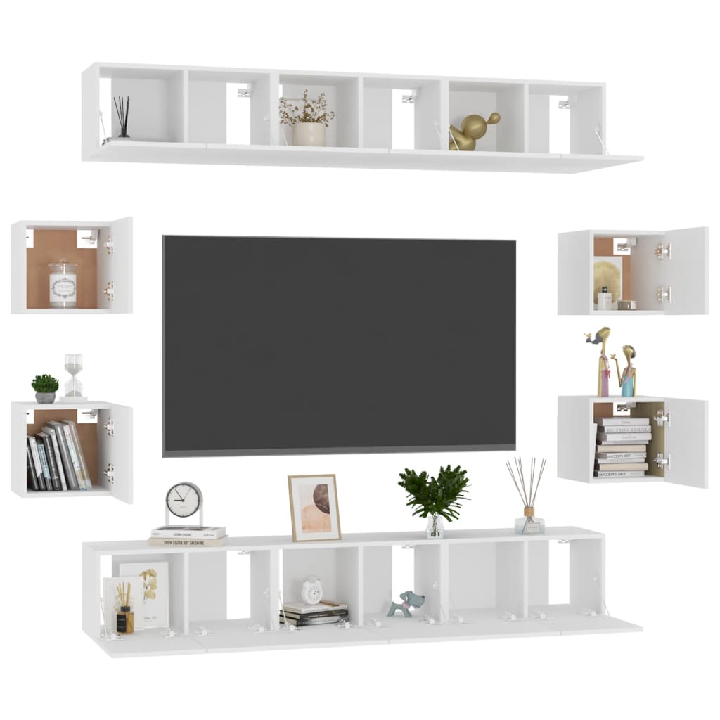 10-delige Tv-meubelset bewerkt hout wit is nu te koop bij PeponiXL, paradijselijk wonen!