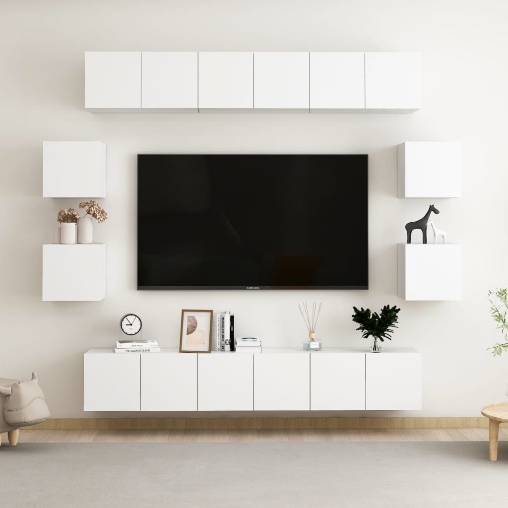 10-delige Tv-meubelset bewerkt hout wit is nu te koop bij PeponiXL, paradijselijk wonen!