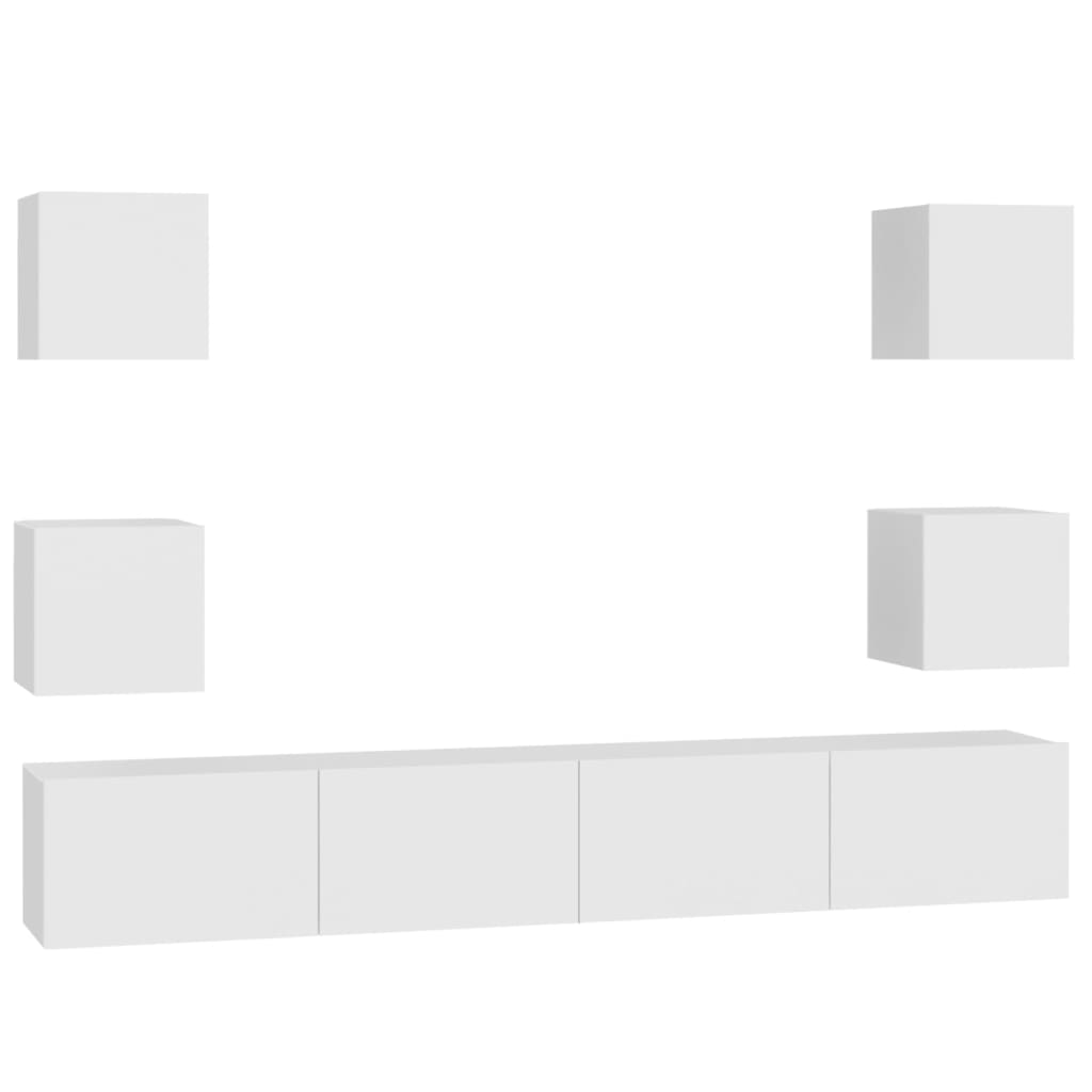 6-delige Tv-meubelset bewerkt hout wit is nu te koop bij PeponiXL, paradijselijk wonen!