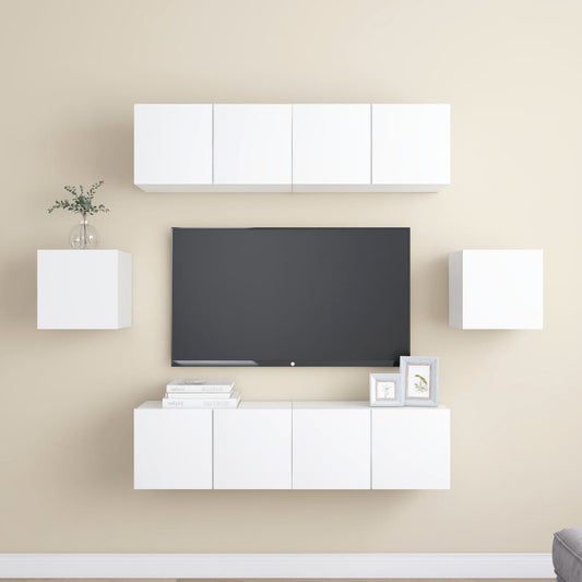 6-delige Tv-meubelset bewerkt hout wit is nu te koop bij PeponiXL, paradijselijk wonen!