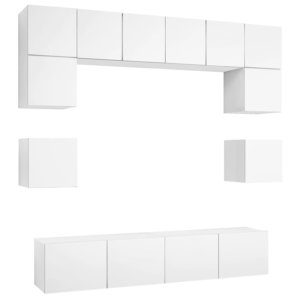 8-delige Tv-meubelset bewerkt hout wit is nu te koop bij PeponiXL, paradijselijk wonen!