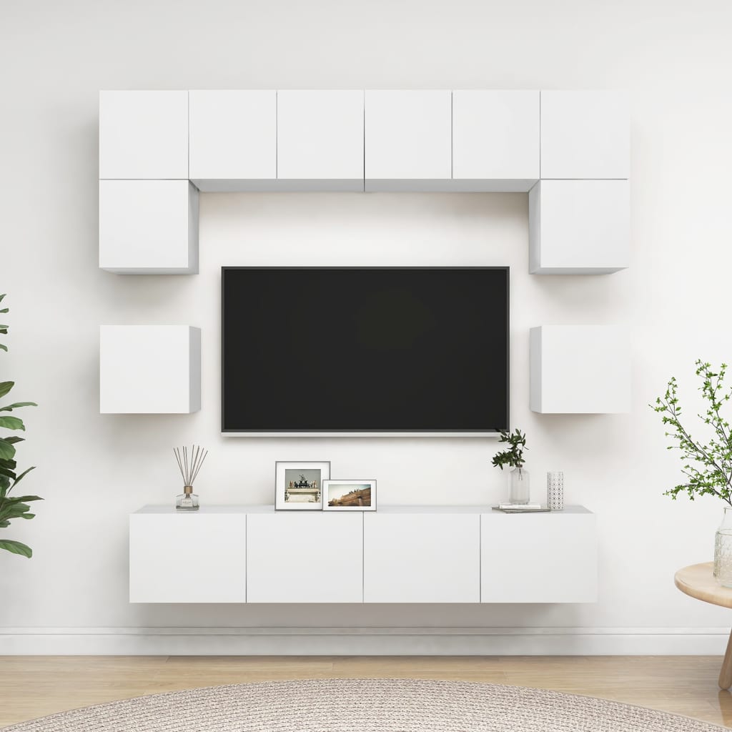 8-delige Tv-meubelset bewerkt hout wit is nu te koop bij PeponiXL, paradijselijk wonen!