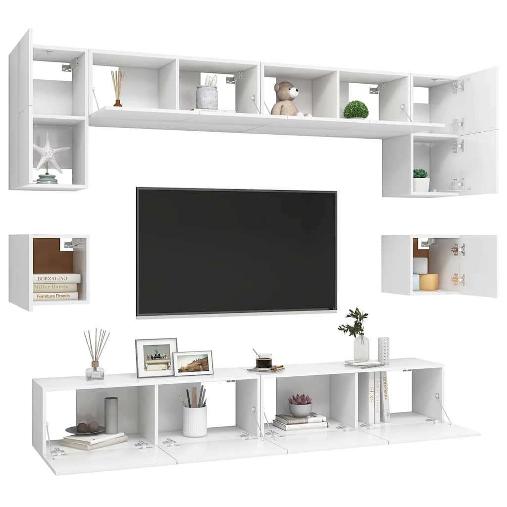 8-delige Tv-meubelset bewerkt hout wit is nu te koop bij PeponiXL, paradijselijk wonen!