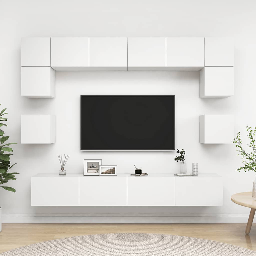 8-delige Tv-meubelset bewerkt hout wit is nu te koop bij PeponiXL, paradijselijk wonen!