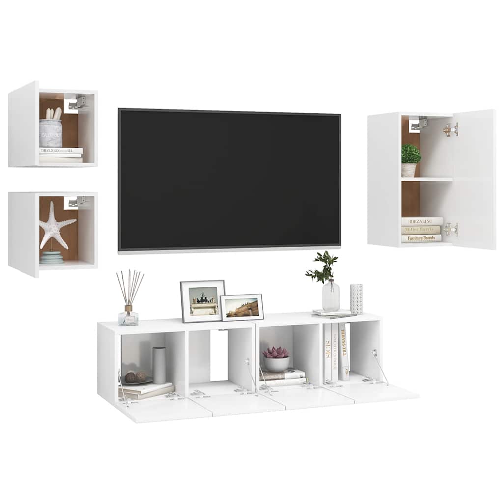 5-delige Tv-meubelset bewerkt hout wit is nu te koop bij PeponiXL, paradijselijk wonen!