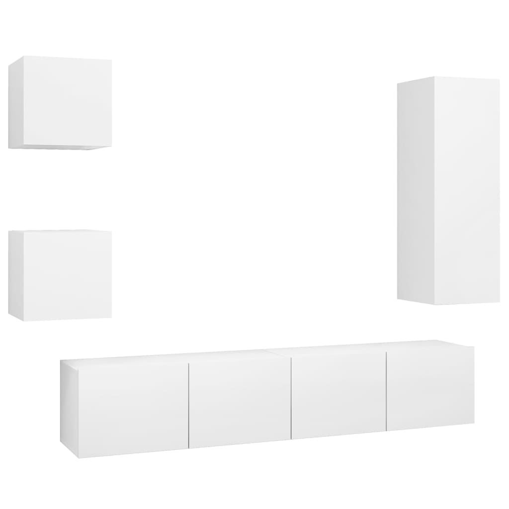 5-delige Tv-meubelset bewerkt hout wit is nu te koop bij PeponiXL, paradijselijk wonen!