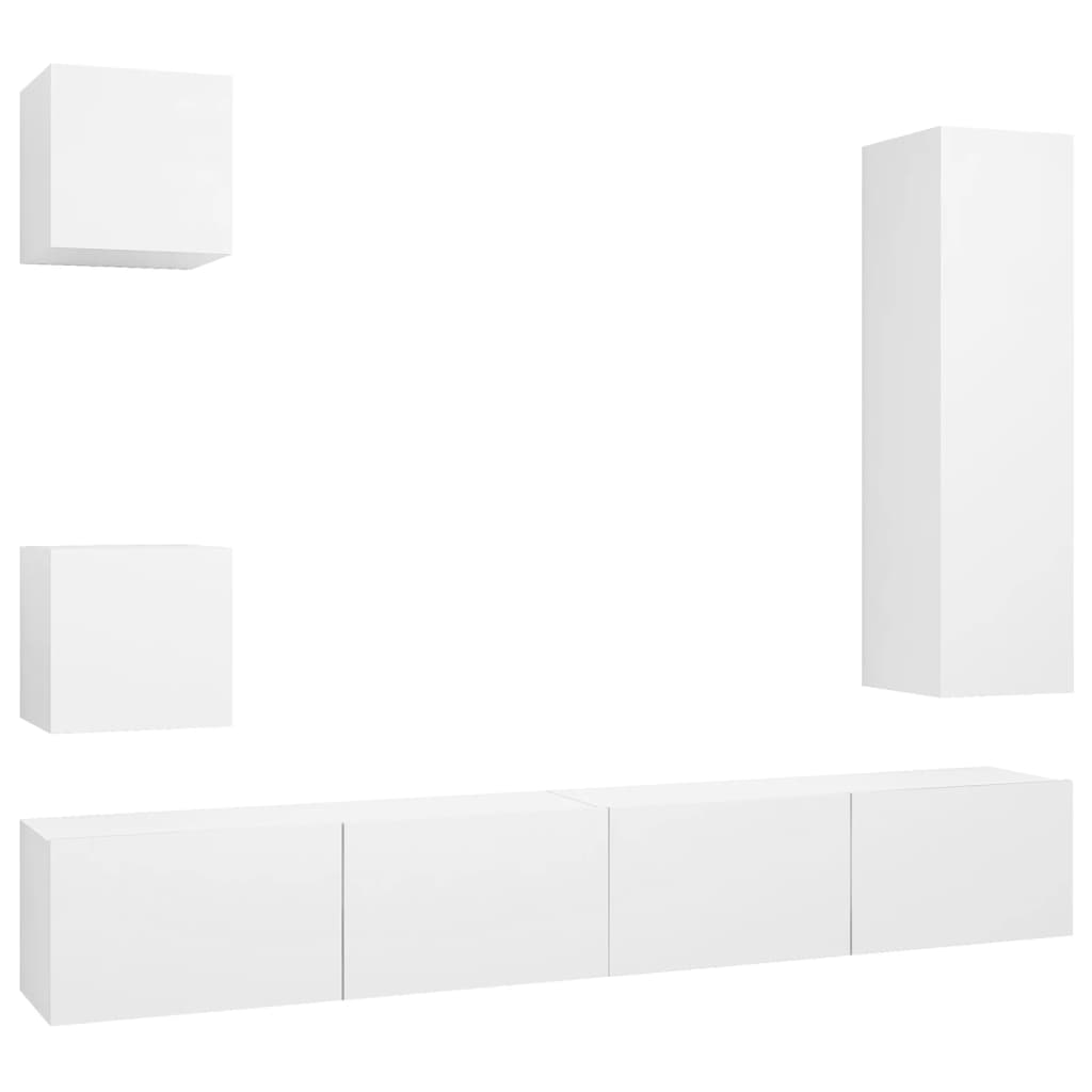 5-delige Tv-meubelset bewerkt hout wit is nu te koop bij PeponiXL, paradijselijk wonen!