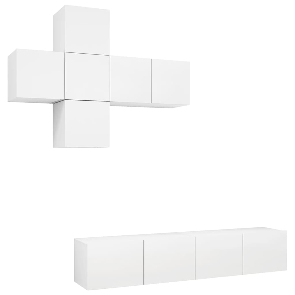 7-delige Tv-meubelset bewerkt hout wit is nu te koop bij PeponiXL, paradijselijk wonen!
