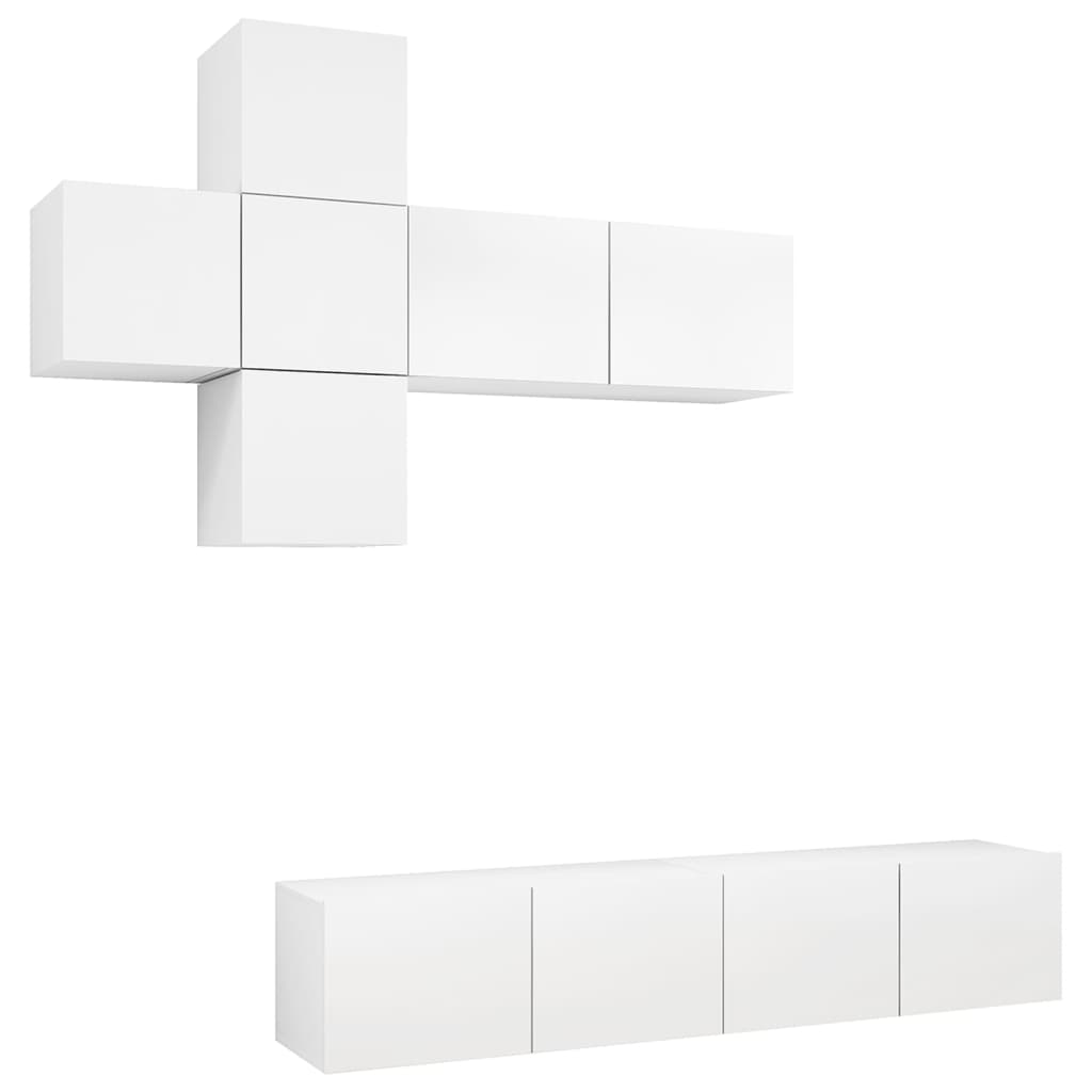 7-delige Tv-meubelset bewerkt hout wit is nu te koop bij PeponiXL, paradijselijk wonen!