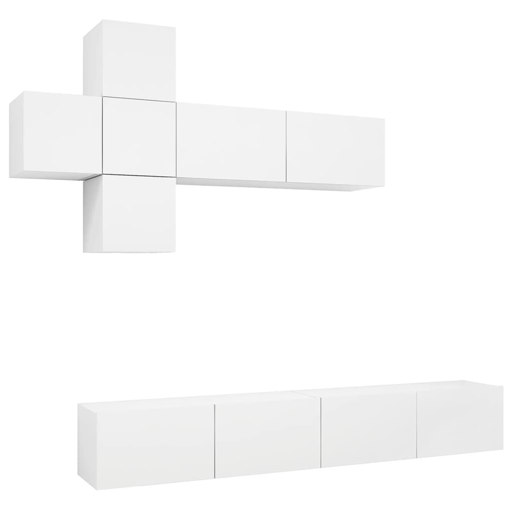 7-delige Tv-meubelset bewerkt hout wit is nu te koop bij PeponiXL, paradijselijk wonen!