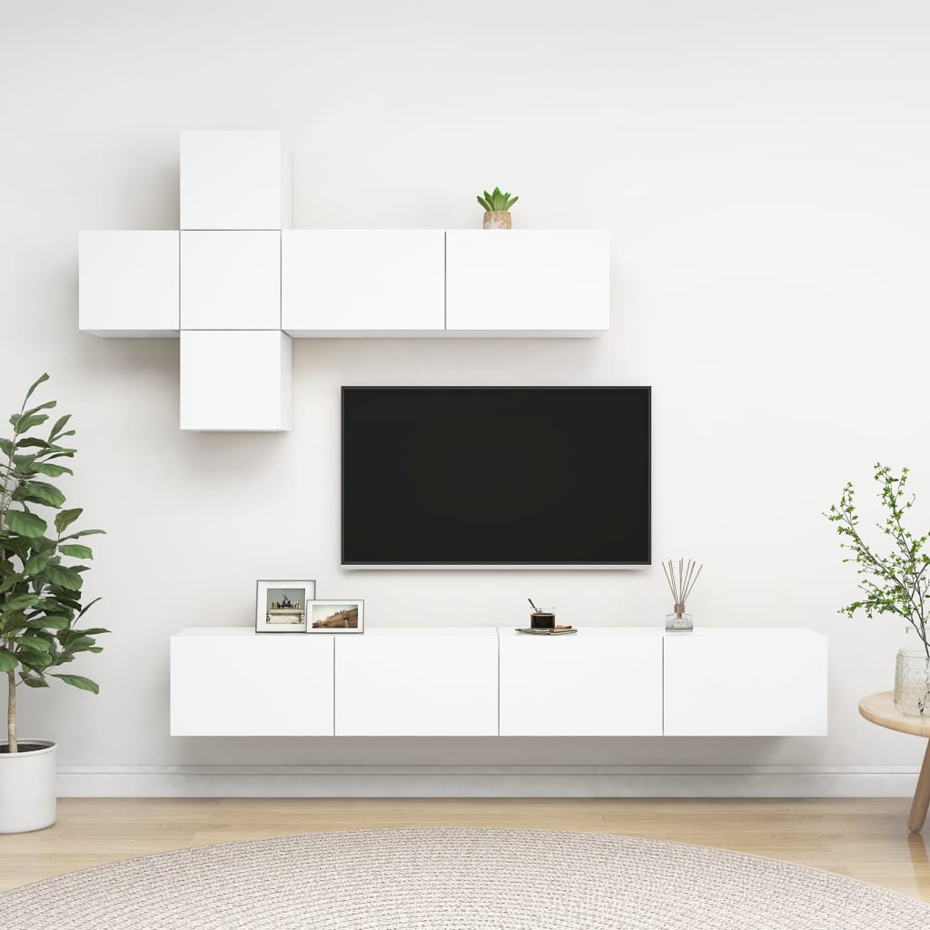 7-delige Tv-meubelset bewerkt hout wit is nu te koop bij PeponiXL, paradijselijk wonen!