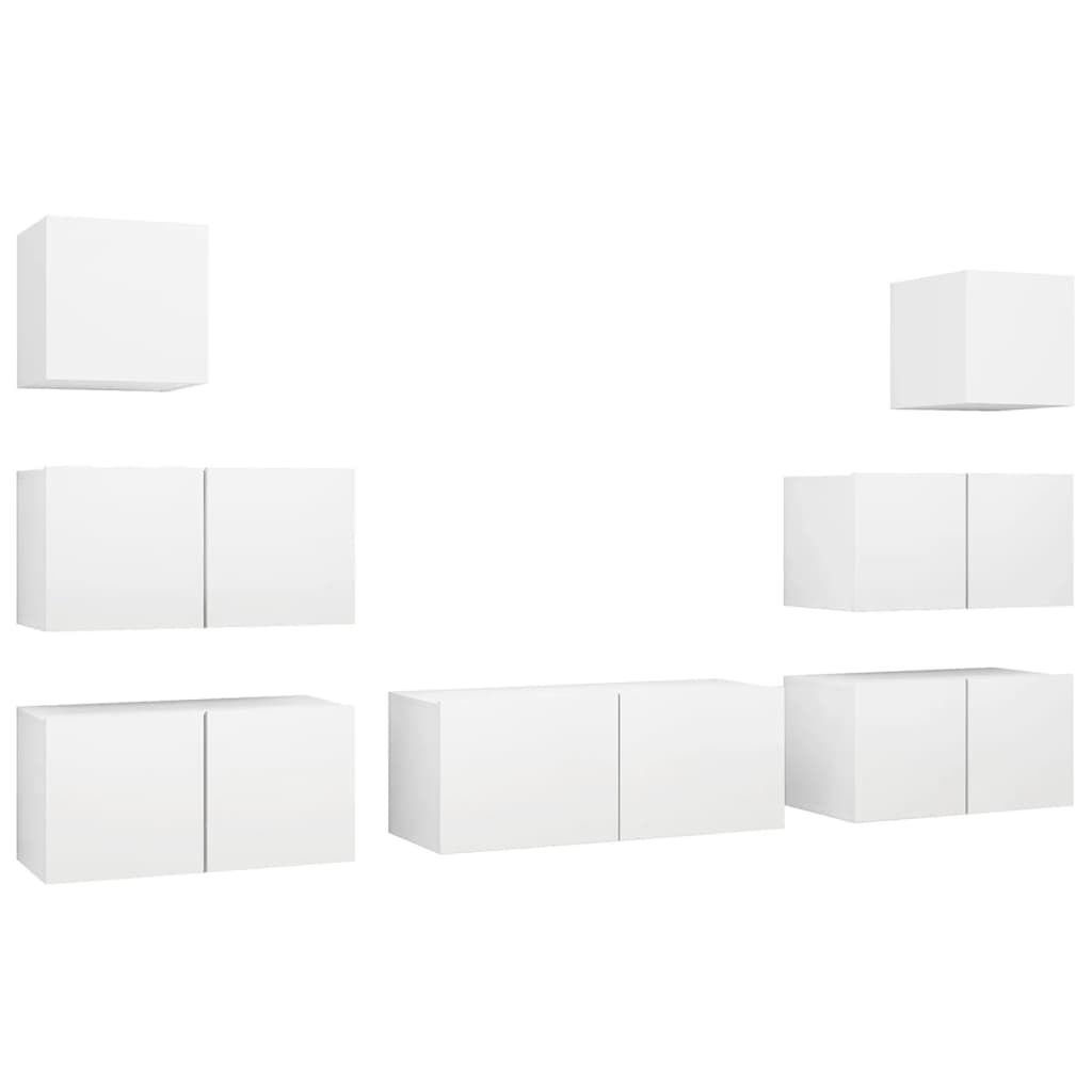 7-delige Tv-meubelset bewerkt hout wit is nu te koop bij PeponiXL, paradijselijk wonen!