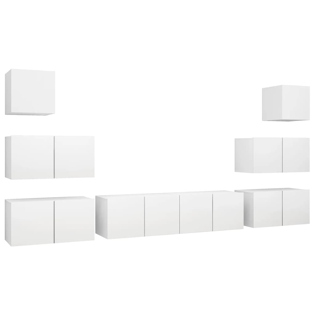 8-delige Tv-meubelset bewerkt hout wit is nu te koop bij PeponiXL, paradijselijk wonen!