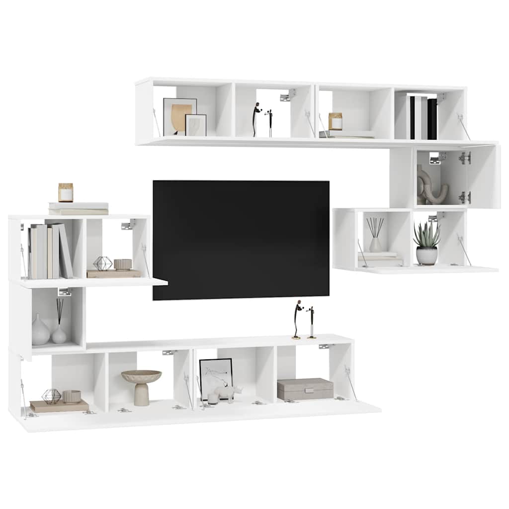 8-delige Tv-meubelset bewerkt hout wit is nu te koop bij PeponiXL, paradijselijk wonen!