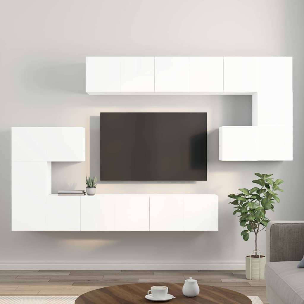10-delige Tv-meubelset spaanplaat wit is nu te koop bij PeponiXL, paradijselijk wonen!