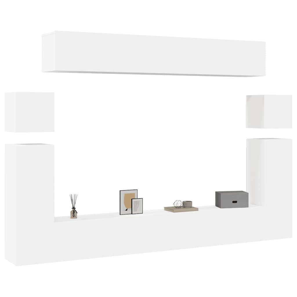 8-delige Tv-meubelset bewerkt hout wit is nu te koop bij PeponiXL, paradijselijk wonen!