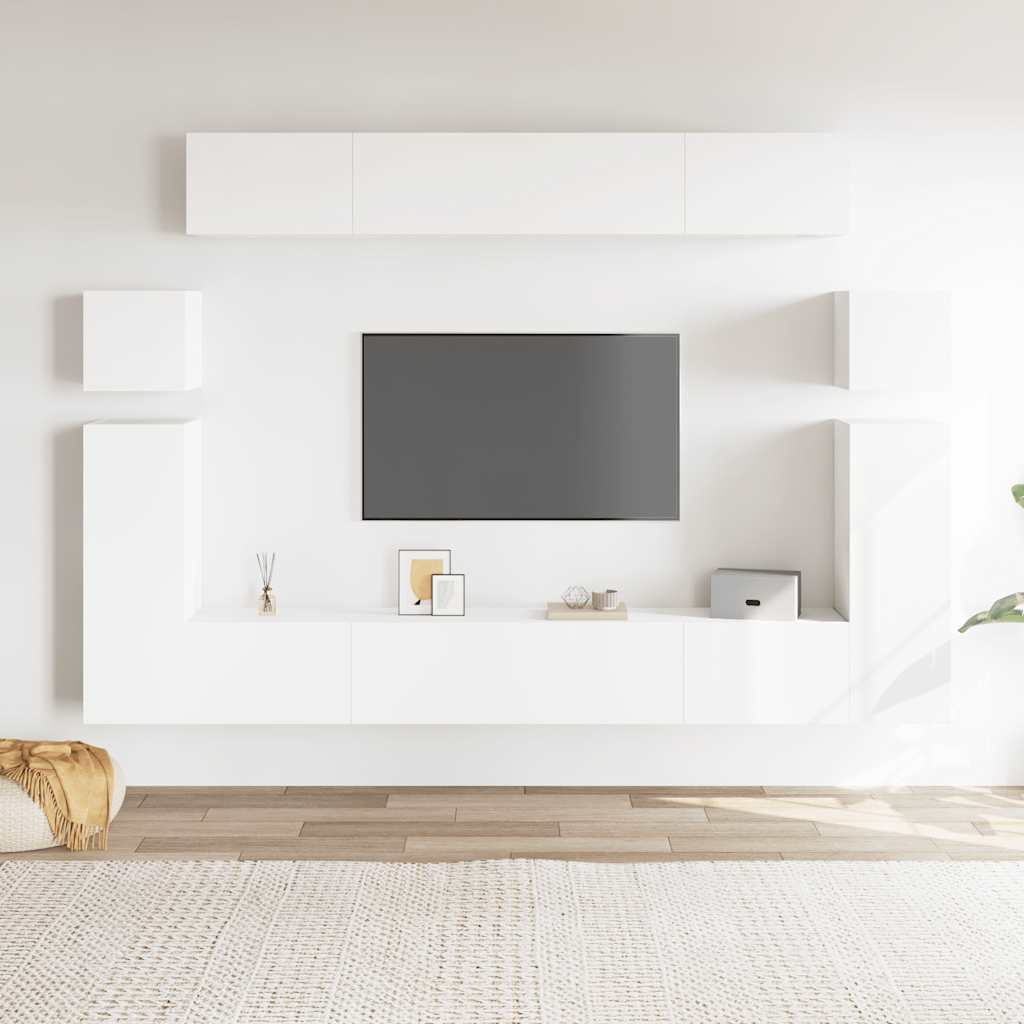 8-delige Tv-meubelset bewerkt hout wit is nu te koop bij PeponiXL, paradijselijk wonen!