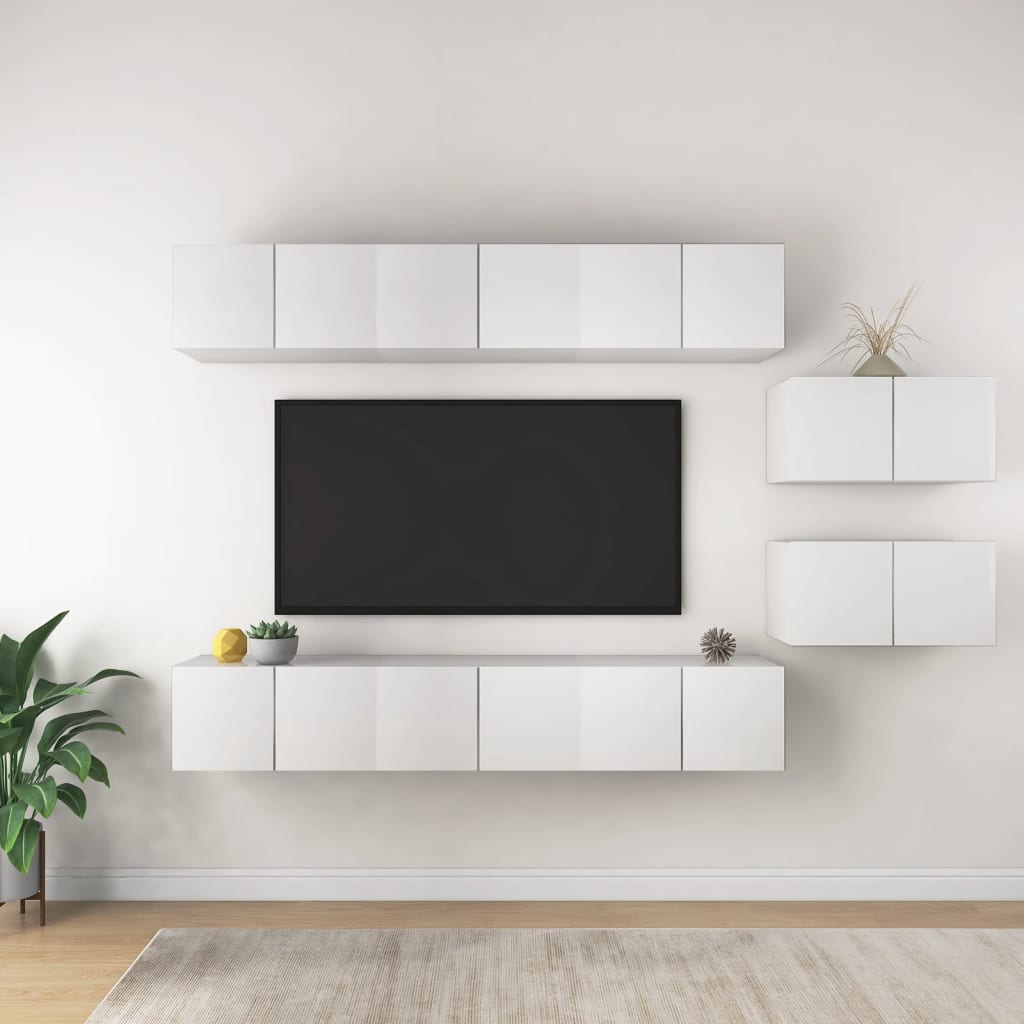 Tv-meubelen 8 st bewerkt hout wit is nu te koop bij PeponiXL, paradijselijk wonen!
