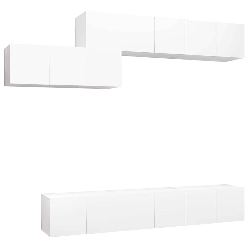 7-delige Tv-meubelset bewerkt hout wit is nu te koop bij PeponiXL, paradijselijk wonen!