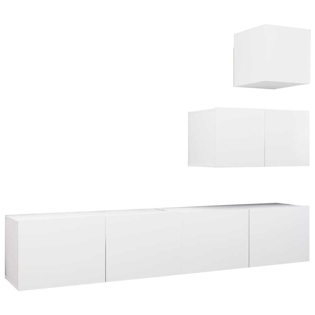 4-delige Tv-meubelset bewerkt hout wit is nu te koop bij PeponiXL, paradijselijk wonen!