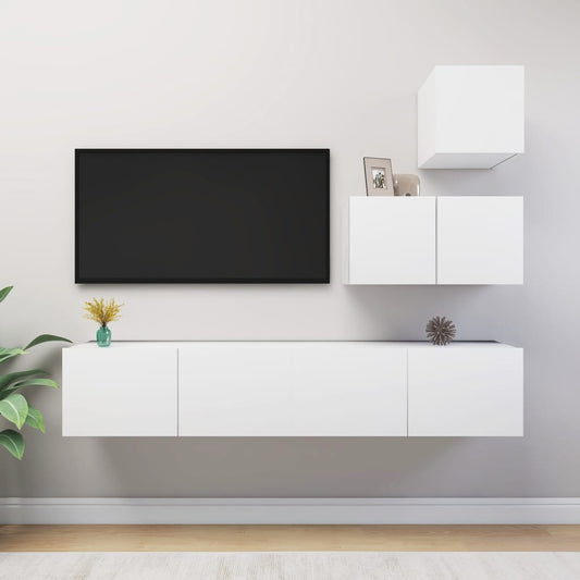 4-delige Tv-meubelset bewerkt hout wit is nu te koop bij PeponiXL, paradijselijk wonen!