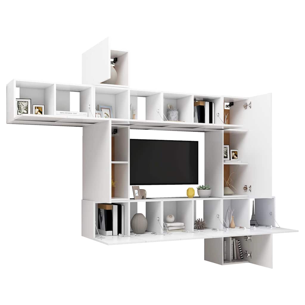 10-delige Tv-meubelset bewerkt hout wit is nu te koop bij PeponiXL, paradijselijk wonen!