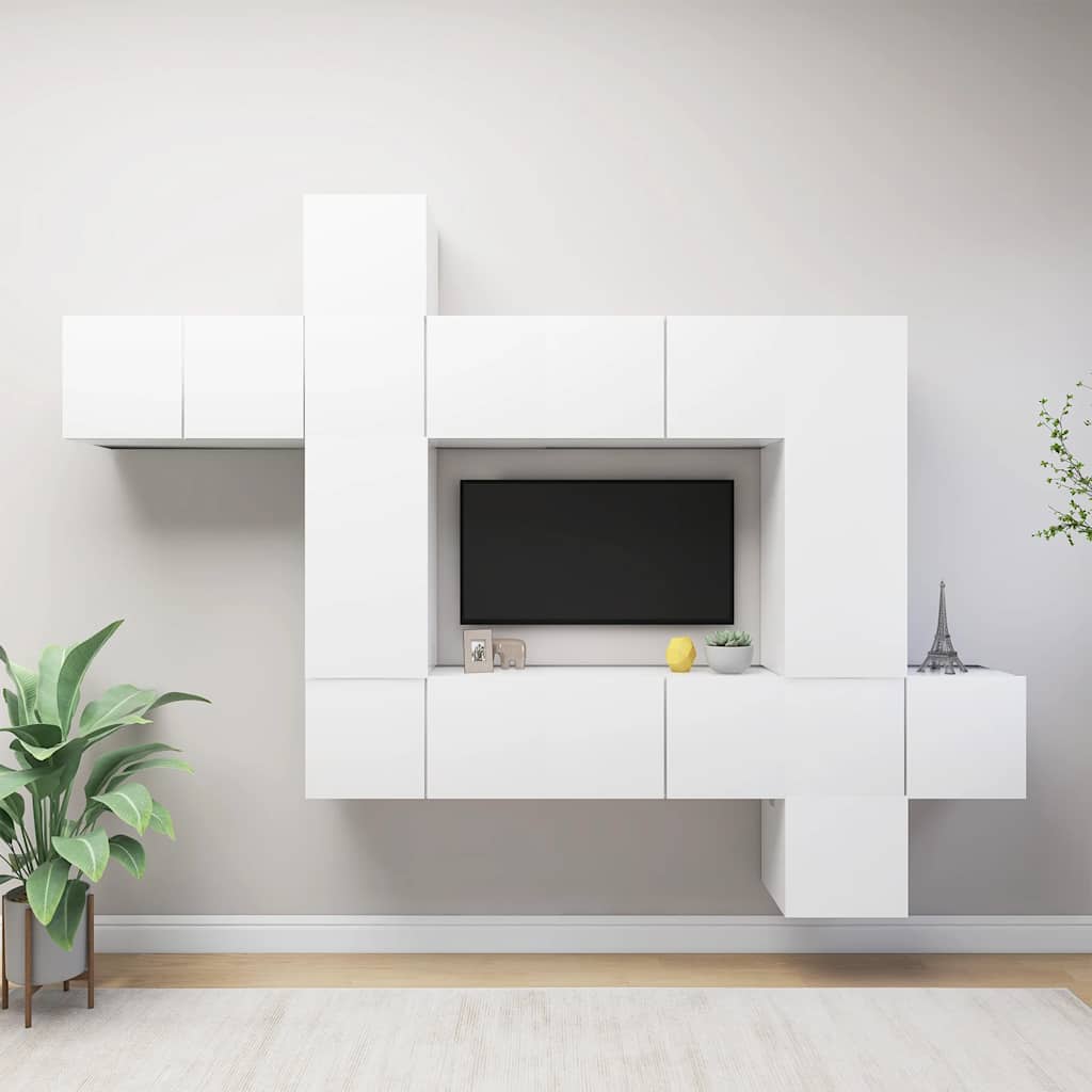 10-delige Tv-meubelset bewerkt hout wit is nu te koop bij PeponiXL, paradijselijk wonen!