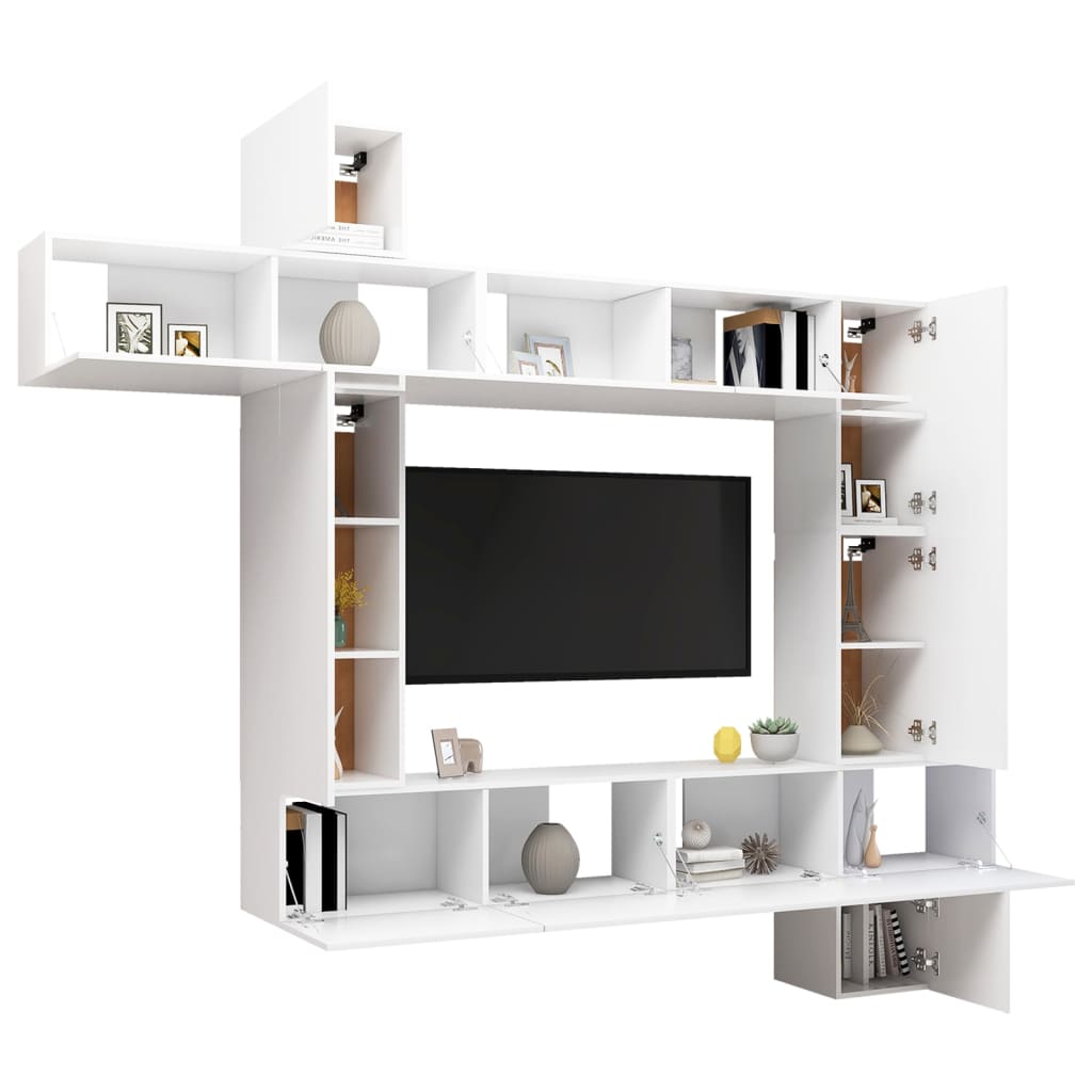 9-delige Tv-meubelset bewerkt hout wit is nu te koop bij PeponiXL, paradijselijk wonen!
