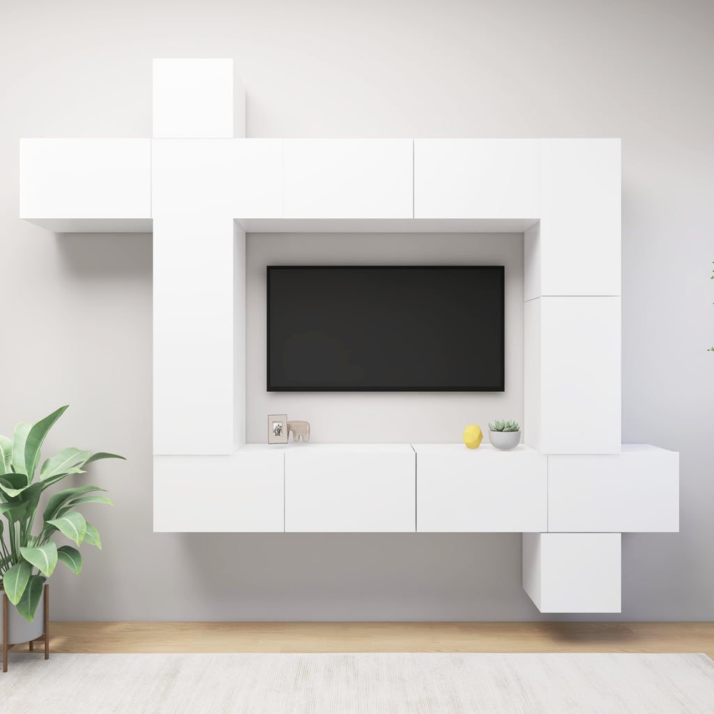 9-delige Tv-meubelset bewerkt hout wit is nu te koop bij PeponiXL, paradijselijk wonen!