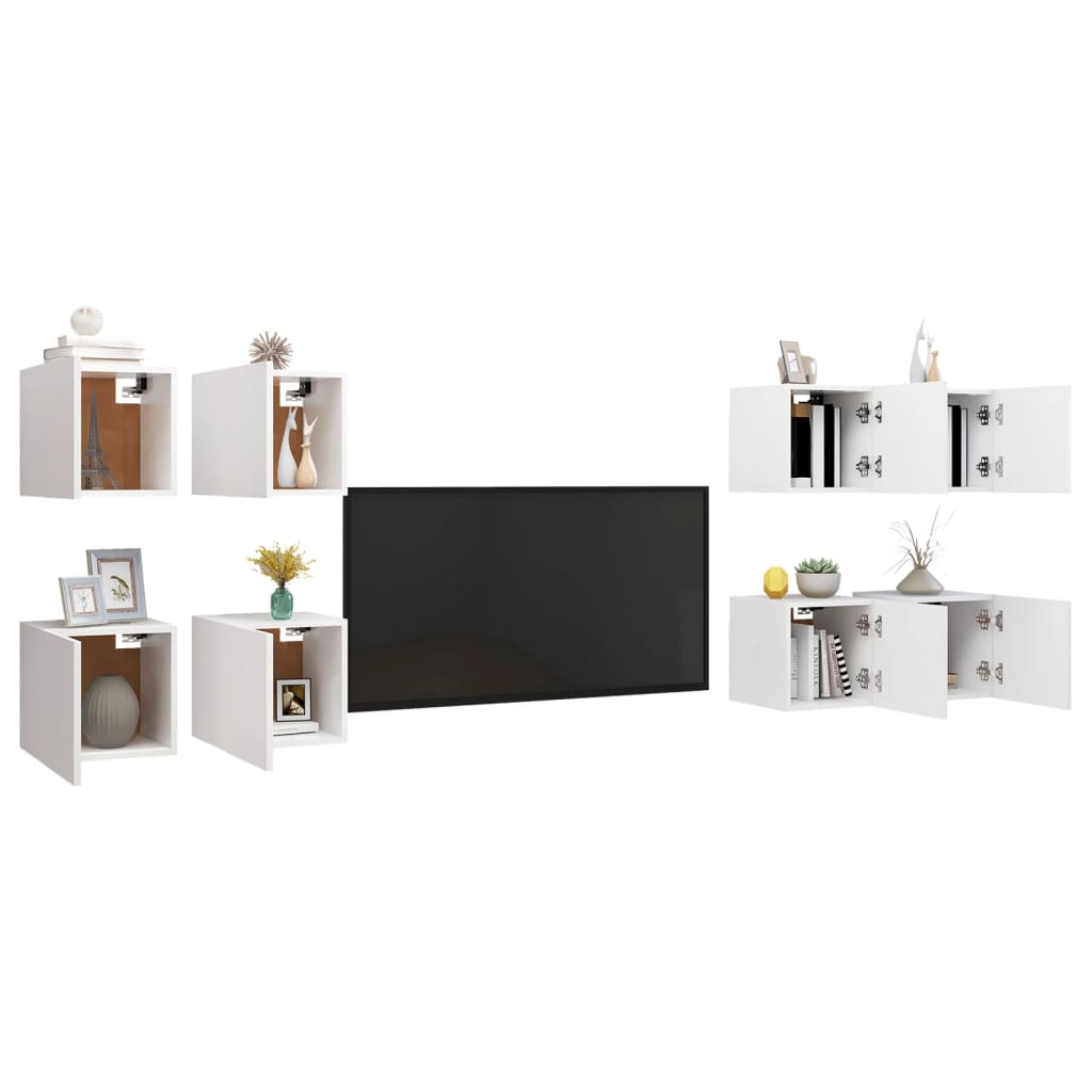 Tv-wandmeubelen 8 st 30,5x30x30 cm wit is nu te koop bij PeponiXL, paradijselijk wonen!