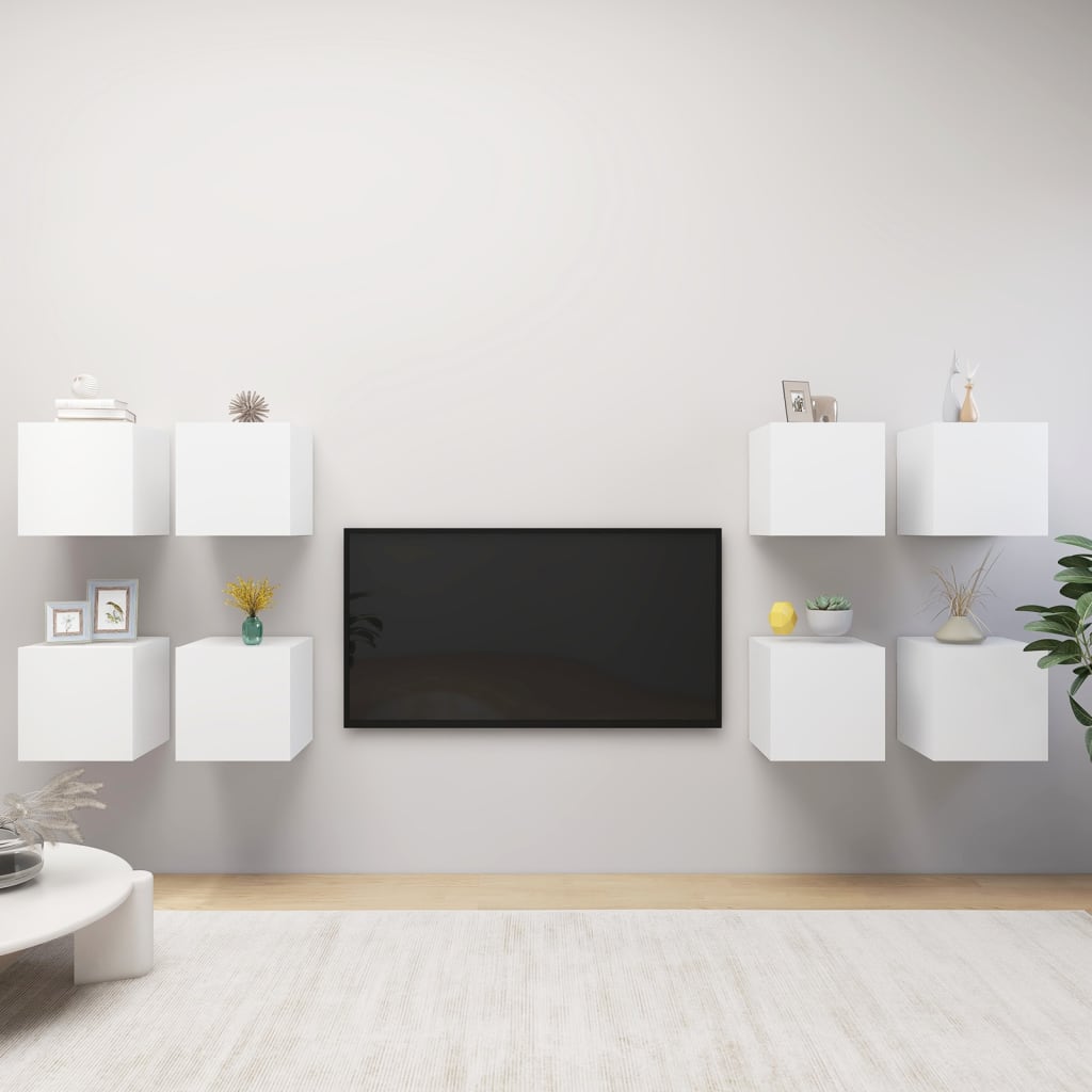 Tv-wandmeubelen 8 st 30,5x30x30 cm wit is nu te koop bij PeponiXL, paradijselijk wonen!