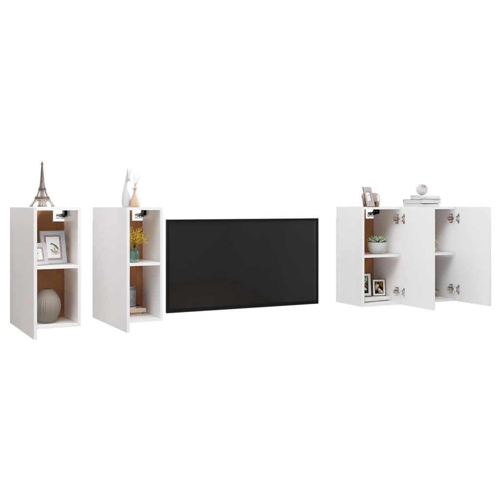 Tv-meubelen 4 st 30,5x30x60 cm bewerkt hout wit is nu te koop bij PeponiXL, paradijselijk wonen!