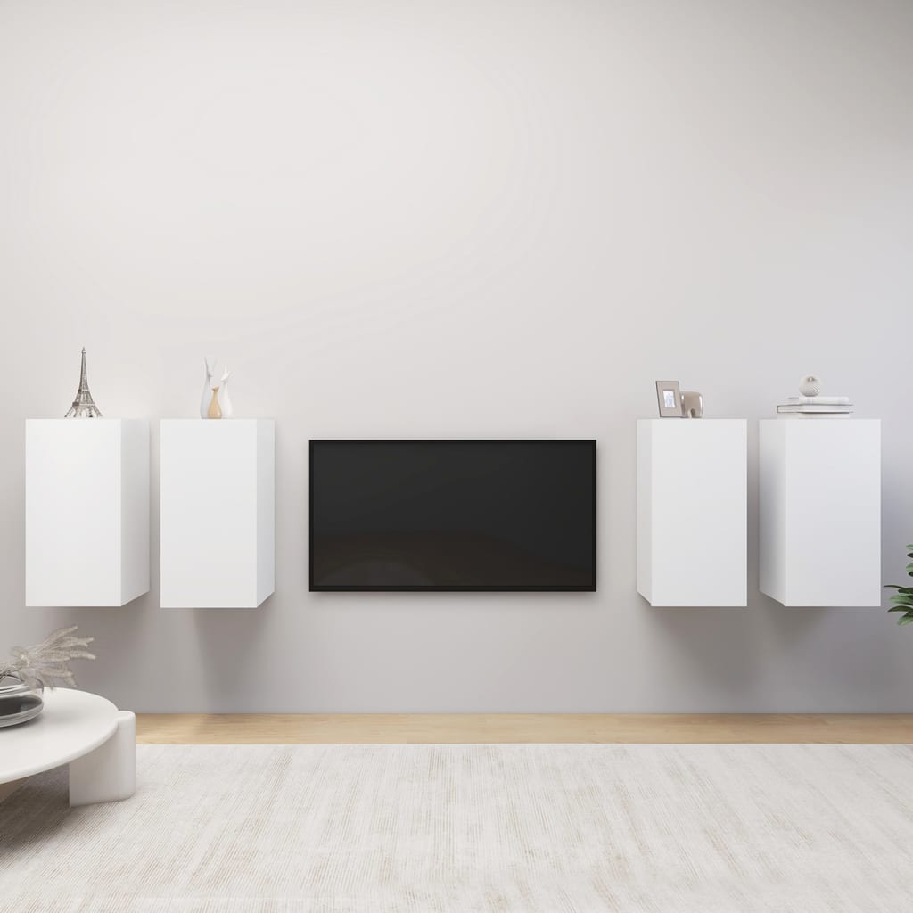 Tv-meubelen 4 st 30,5x30x60 cm bewerkt hout wit is nu te koop bij PeponiXL, paradijselijk wonen!