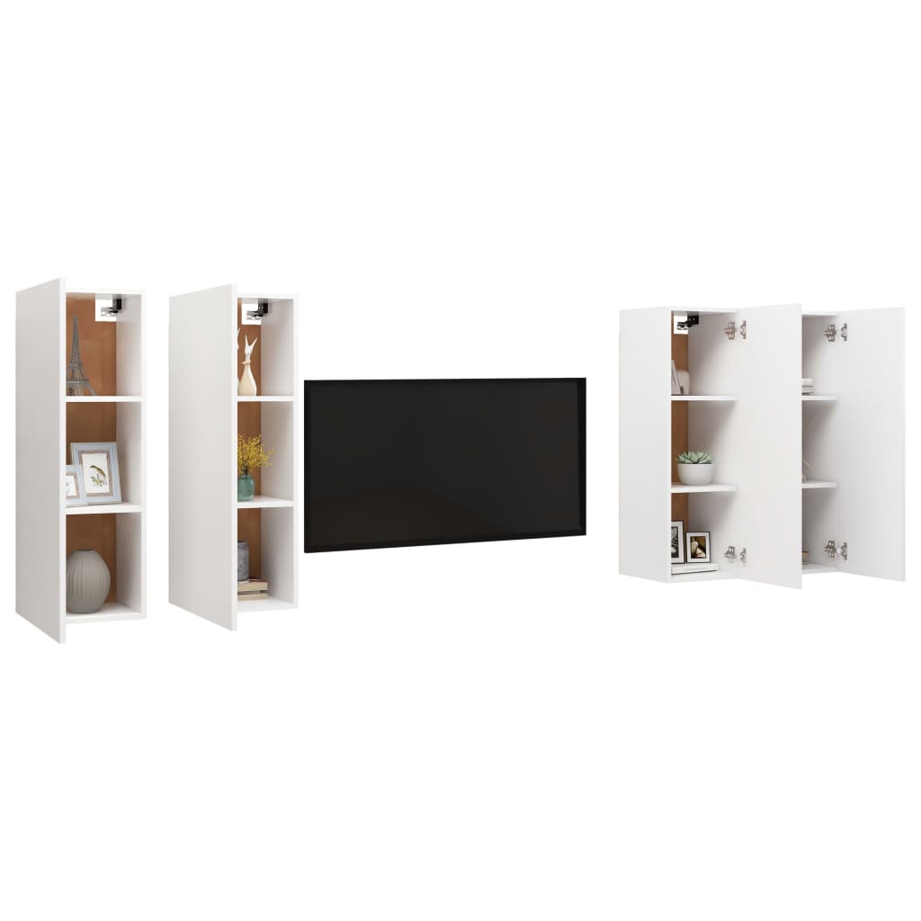 Tv-meubelen 4 st 30,5x30x90 cm bewerkt hout wit is nu te koop bij PeponiXL, paradijselijk wonen!