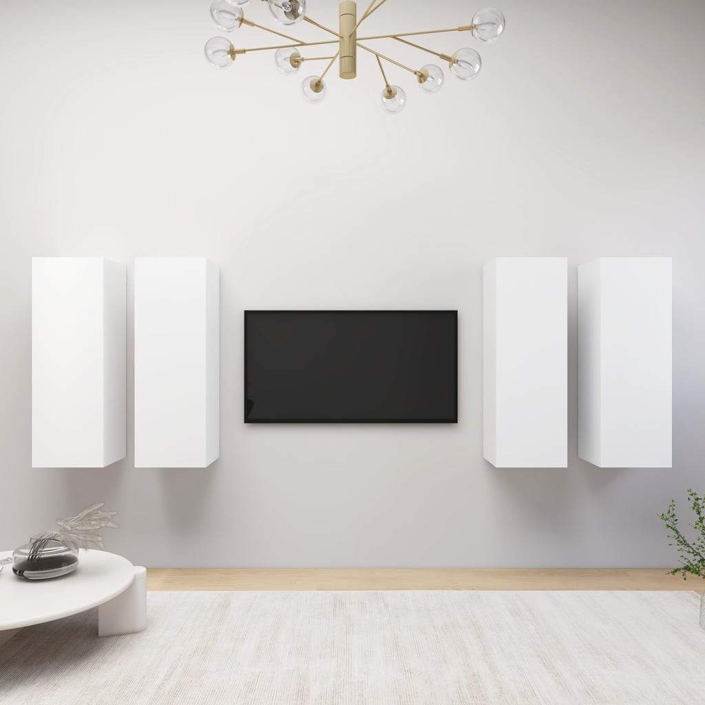 Tv-meubelen 4 st 30,5x30x90 cm bewerkt hout wit is nu te koop bij PeponiXL, paradijselijk wonen!