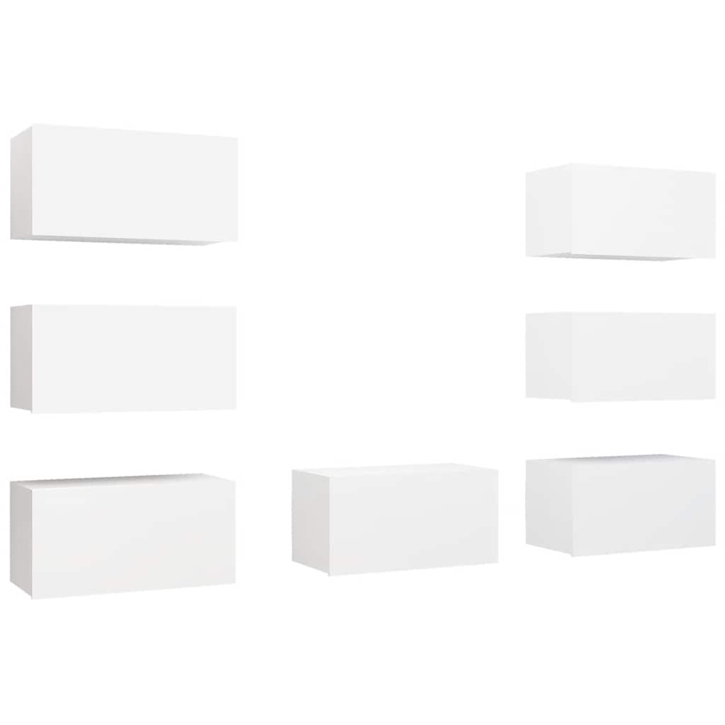 Tv-meubelen 7 st 30,5x30x60 cm bewerkt hout wit is nu te koop bij PeponiXL, paradijselijk wonen!