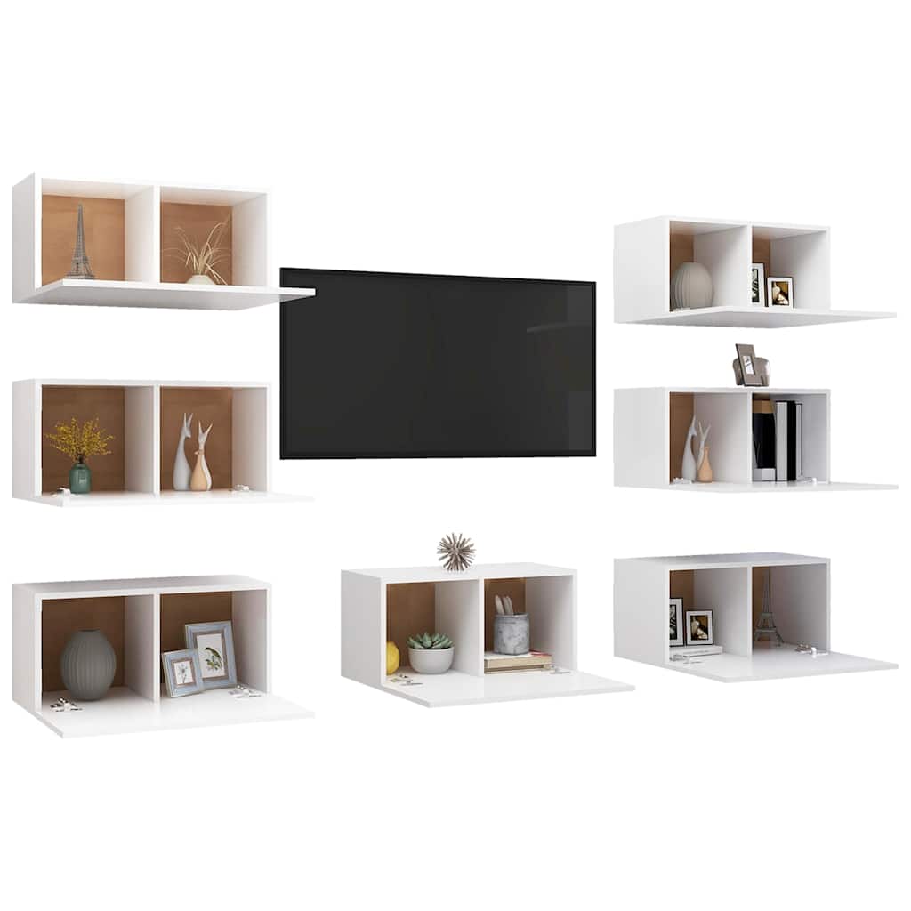 Tv-meubelen 7 st 30,5x30x60 cm bewerkt hout wit is nu te koop bij PeponiXL, paradijselijk wonen!