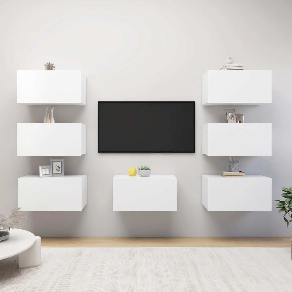 Tv-meubelen 7 st 30,5x30x60 cm bewerkt hout wit is nu te koop bij PeponiXL, paradijselijk wonen!