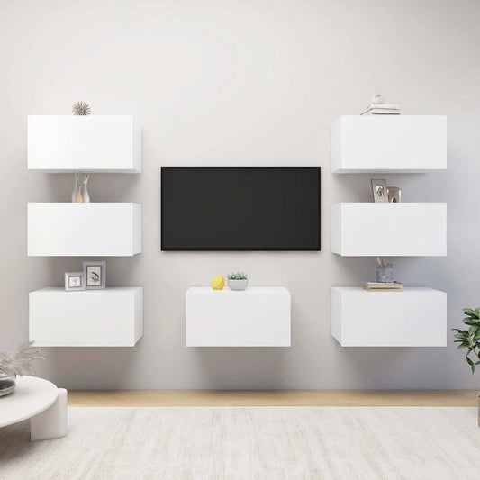 Tv-meubelen 7 st 30,5x30x60 cm bewerkt hout wit is nu te koop bij PeponiXL, paradijselijk wonen!