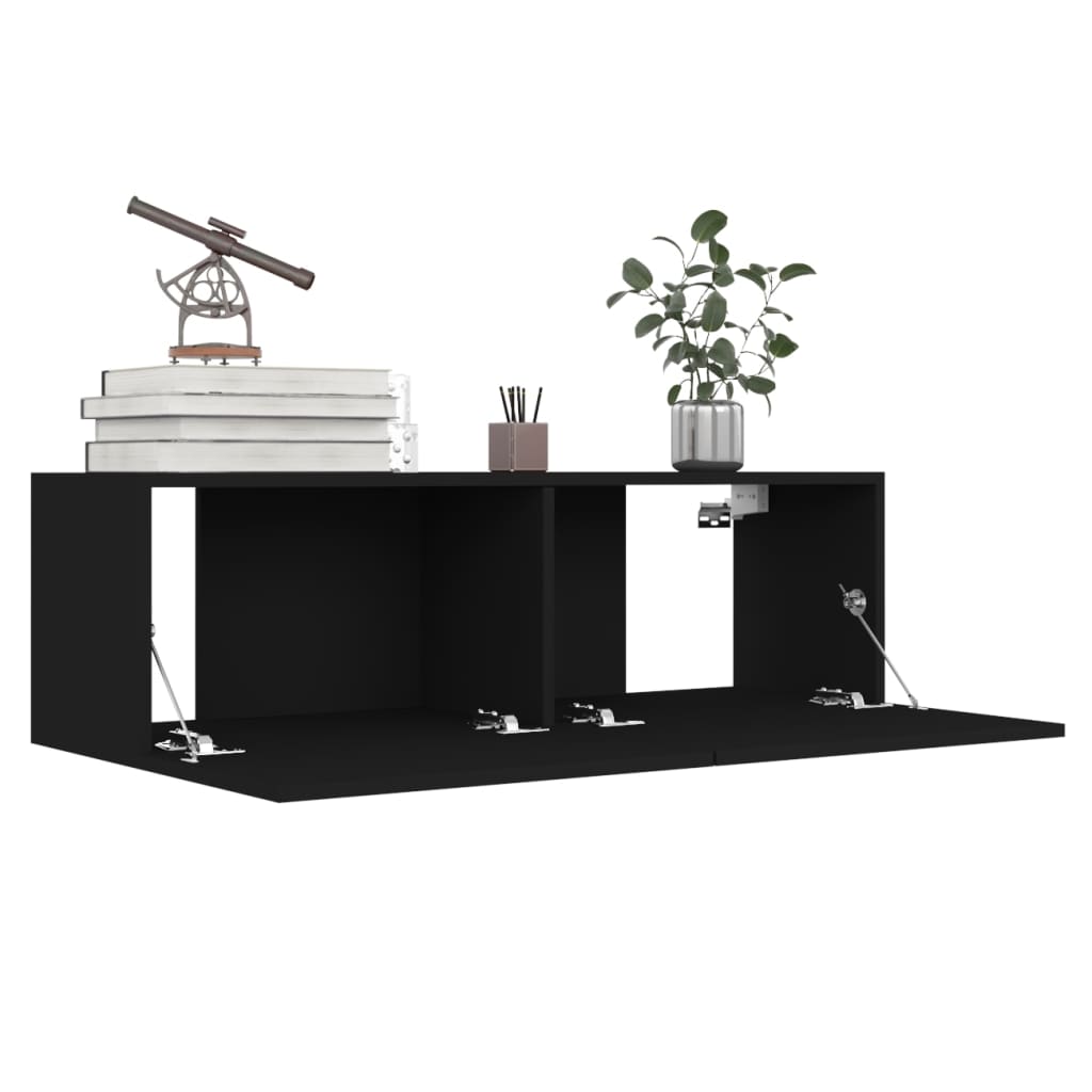 Tv-meubelen 4 st 100x30x30 cm bewerkt hout zwart is nu te koop bij PeponiXL, paradijselijk wonen!