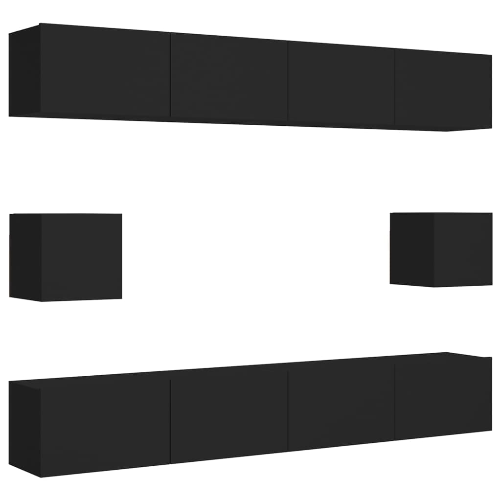 6-delige Tv-meubelset bewerkt hout zwart is nu te koop bij PeponiXL, paradijselijk wonen!