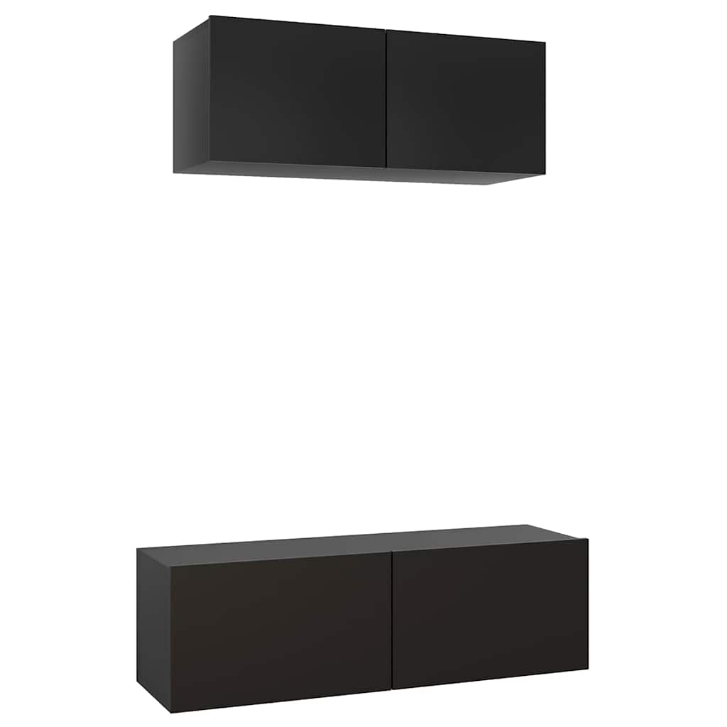 2-delige Tv-meubelset bewerkt hout zwart is nu te koop bij PeponiXL, paradijselijk wonen!