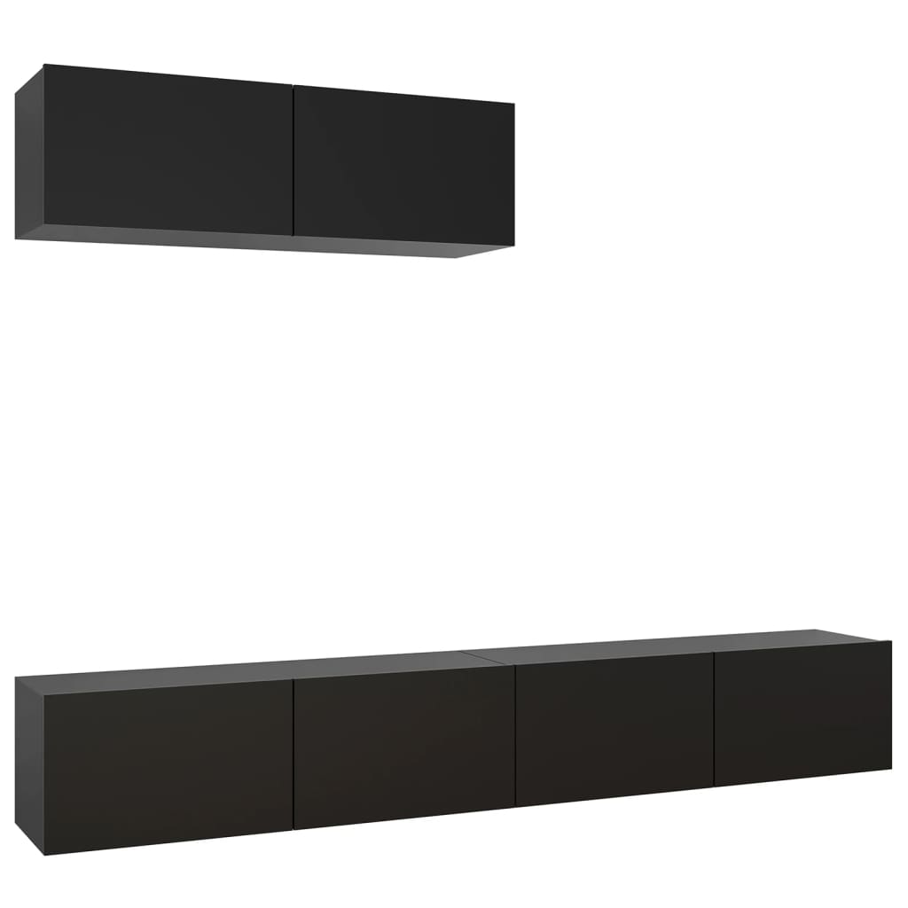 Tv-meubelen 3 st bewerkt hout zwart is nu te koop bij PeponiXL, paradijselijk wonen!