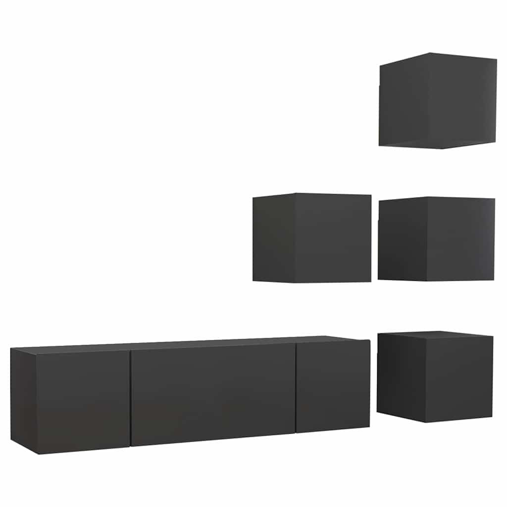6-delige Tv-meubelset bewerkt hout grijs is nu te koop bij PeponiXL, paradijselijk wonen!