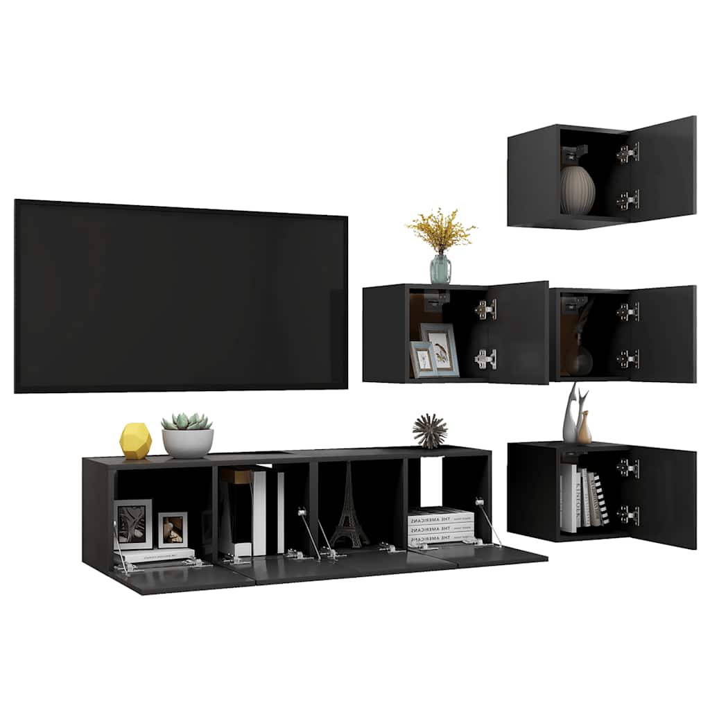 6-delige Tv-meubelset bewerkt hout grijs is nu te koop bij PeponiXL, paradijselijk wonen!