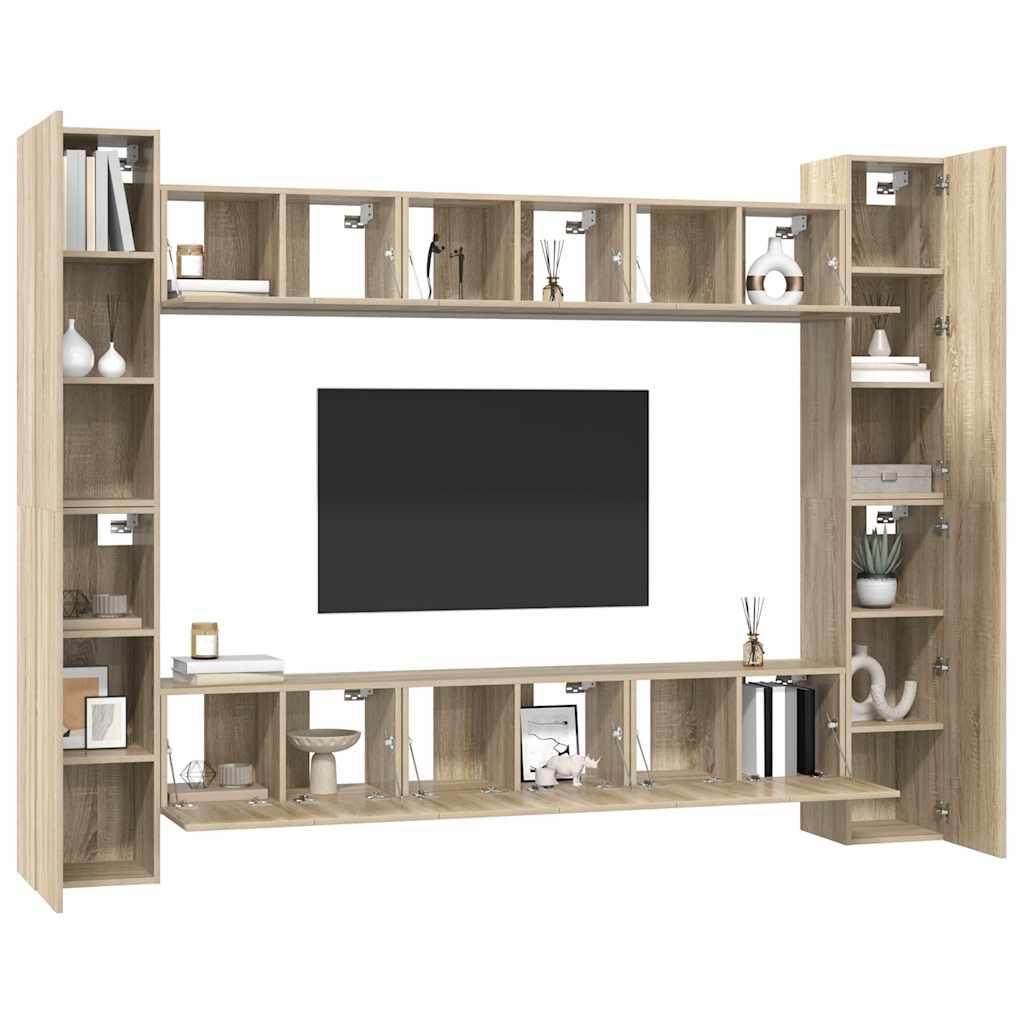 10-delige Tv-meubelset bewerkt hout sonoma eikenkleurig is nu te koop bij PeponiXL, paradijselijk wonen!