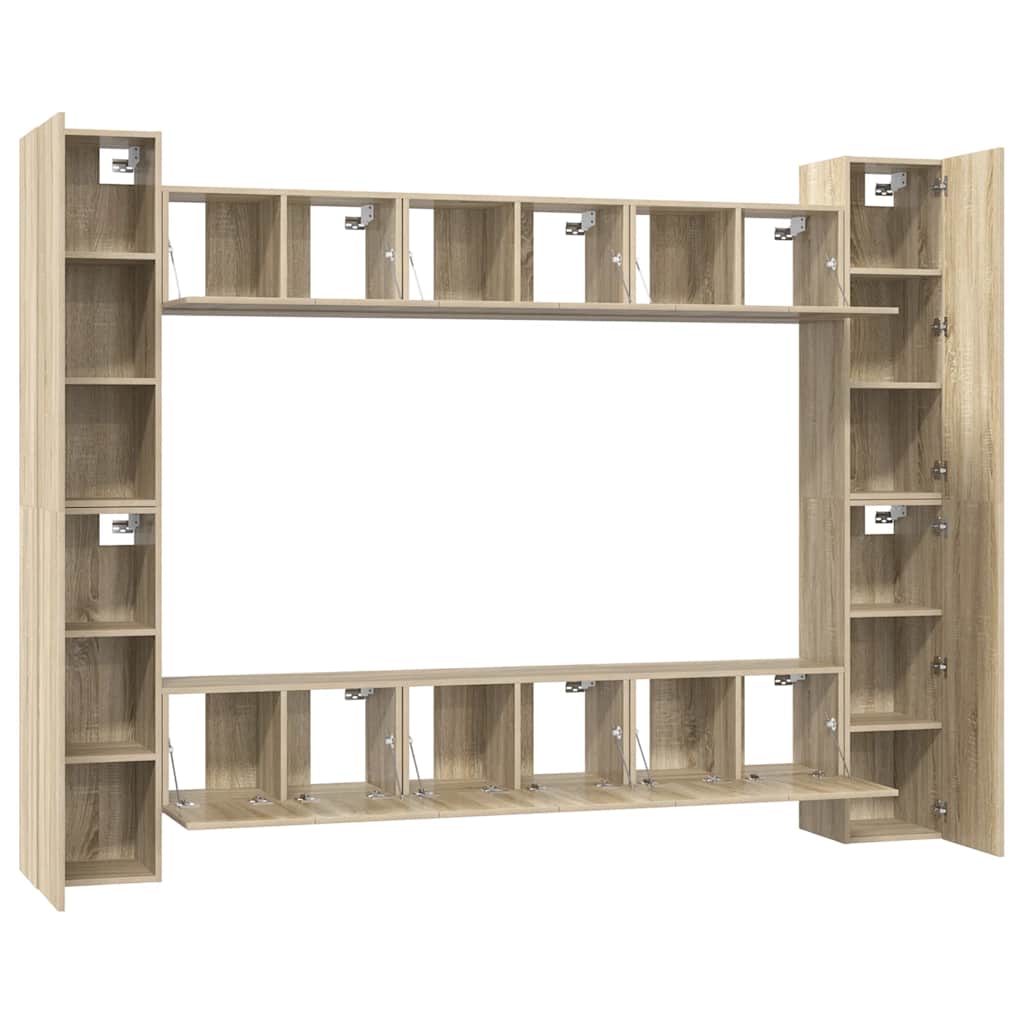 10-delige Tv-meubelset bewerkt hout sonoma eikenkleurig is nu te koop bij PeponiXL, paradijselijk wonen!